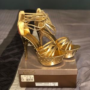 Gold Strappy Heels